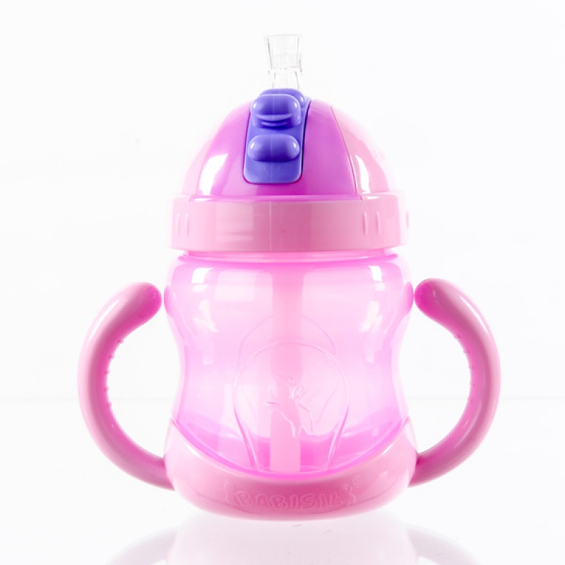 乐友孕婴童贝儿欣吸管水杯240ML粉红 带吸管儿童水杯宝宝