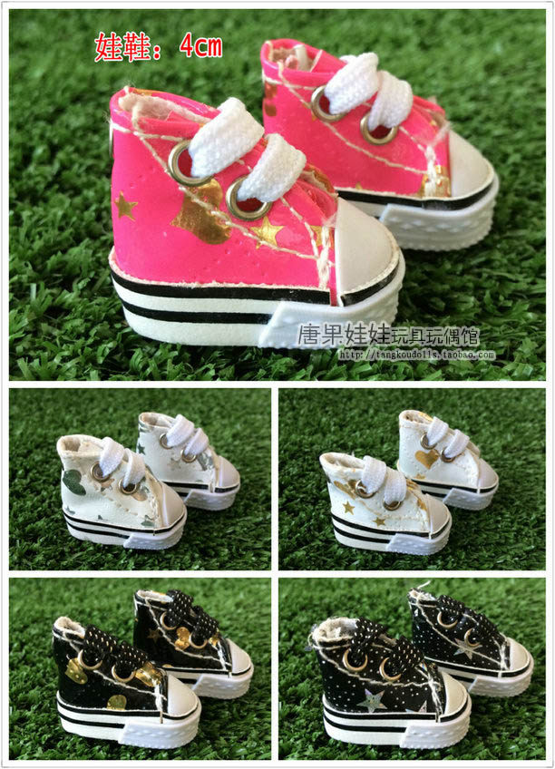 4cmPU shoes 6 min BJD doll sneakers sneakers black white printed Venus canvas shoes