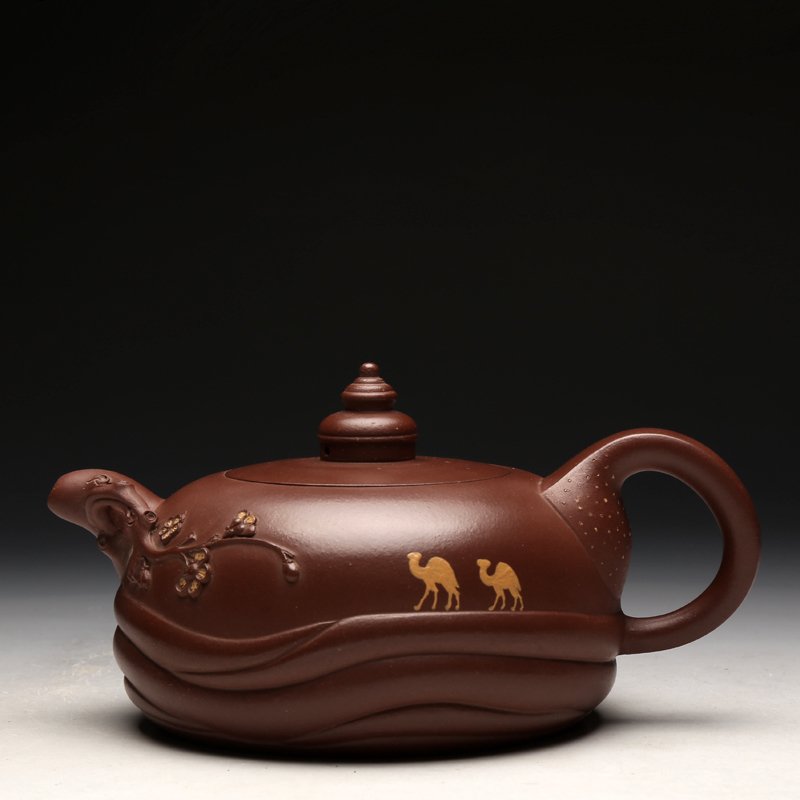 Famous purple sand teapot Taiwan circulating Factory Yixing Ji Yishun pure handmade genuine original mine Purple mud desert boat
