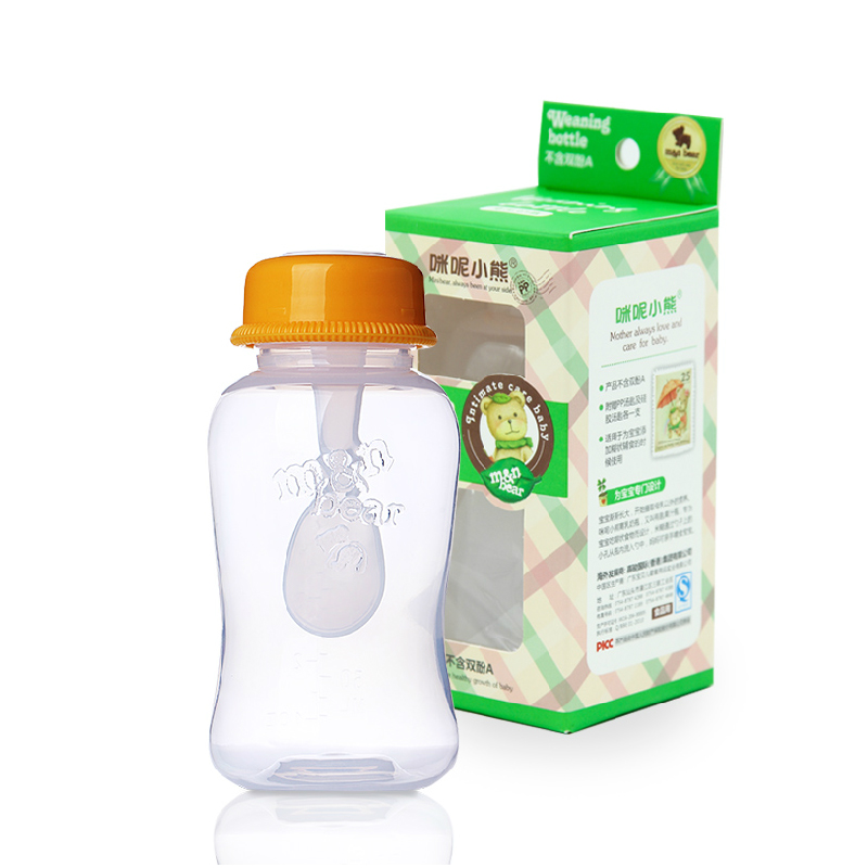 咪呢小熊 新生儿宝宝奶瓶 婴儿离乳奶瓶 PP材质带汤勺 180ml/6oz