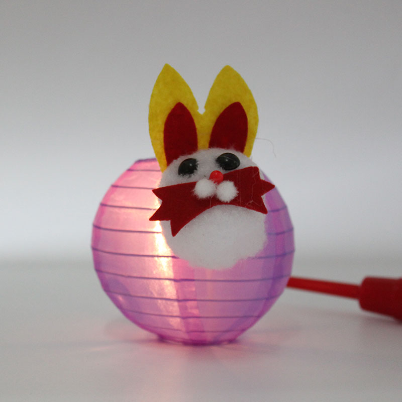 Niu Year New Year Lantern Rabbit Silk Lantern Creative Hand Lantern with Lamp Rod Cartoon Rabbit Lantern
