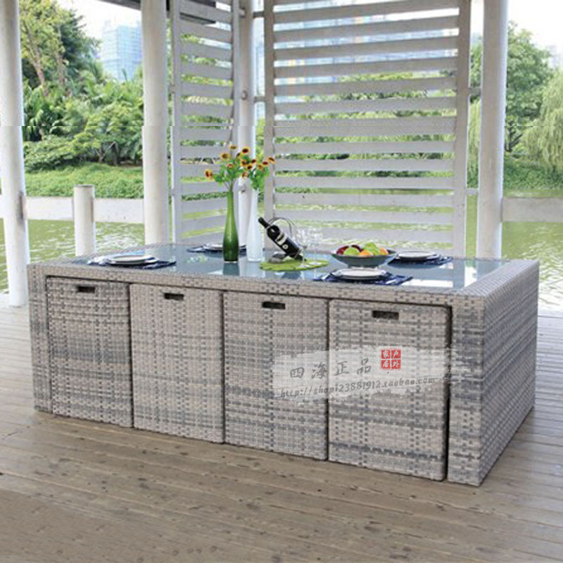 Rattan Chair Outdoor Furniture Combination Rattan Negotiation Leisure Balcony Coffee Rattan Dining Table and Chair Garden Garden Table and Chair Set