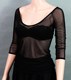 Deep V-neck mesh base shirt A Xiangyi women's thin style sexy and transparent seven-point mid-sleeved T-shirt size
