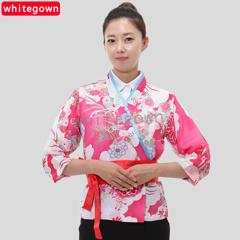 (whitegown) new hotel work clothes spring and summer clothes Japanese cooking clothes long-sleeved hotel catering customization