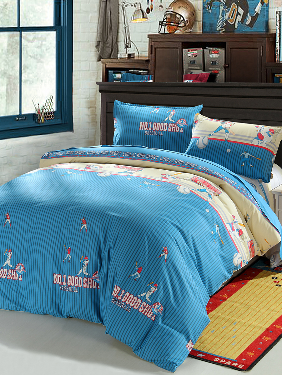Luolai Kids/罗莱儿童 棒球赛全棉四件套1.8米床