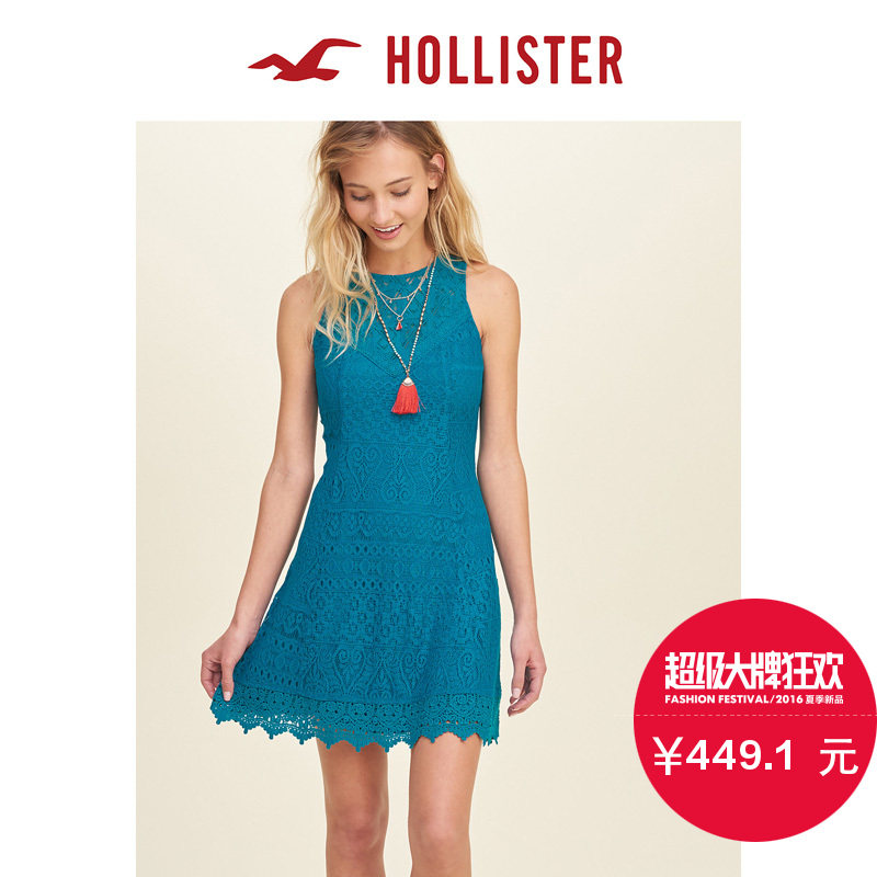 Hollister 2016春装新款全件蕾丝连衣裙 女 116372
