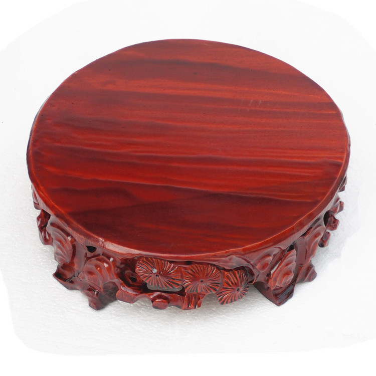 B072 Flower pot base Large round odd stone base 31-39cm pure solid wood can be grooved stone fish tank base