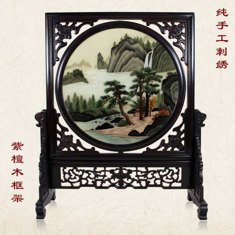 Han embroidery boutique landscape painting gifts decorative painting ethnic style double-sided embroidery ornaments pure handmade embroidery painting craft gifts ornaments