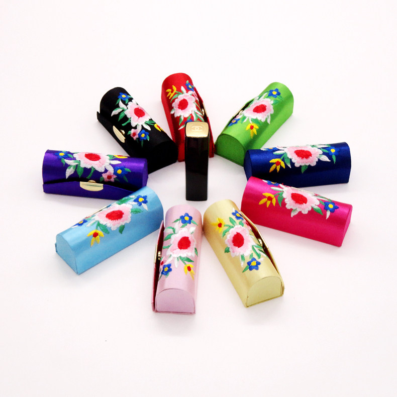 China Wind Silk Satin Red Lip Gloss box sends girlfriend to send foreign friends to contain the first decorated box is small and portable