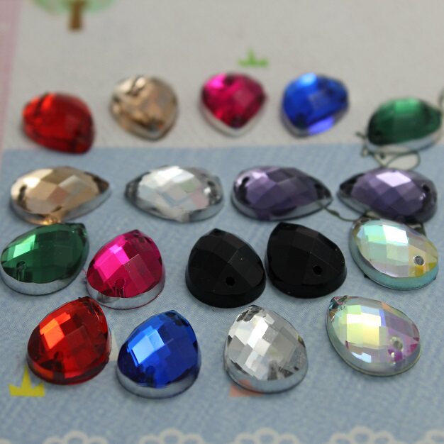 Full RMB13  Colored Crystal Drop Petal Shirt Clothing Bags Handmade Decorative Buttons 10 * 14mm-Taobao