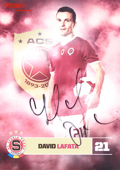 Czech International La Fata Prague Sparta autographed official card in the 2013-14 season