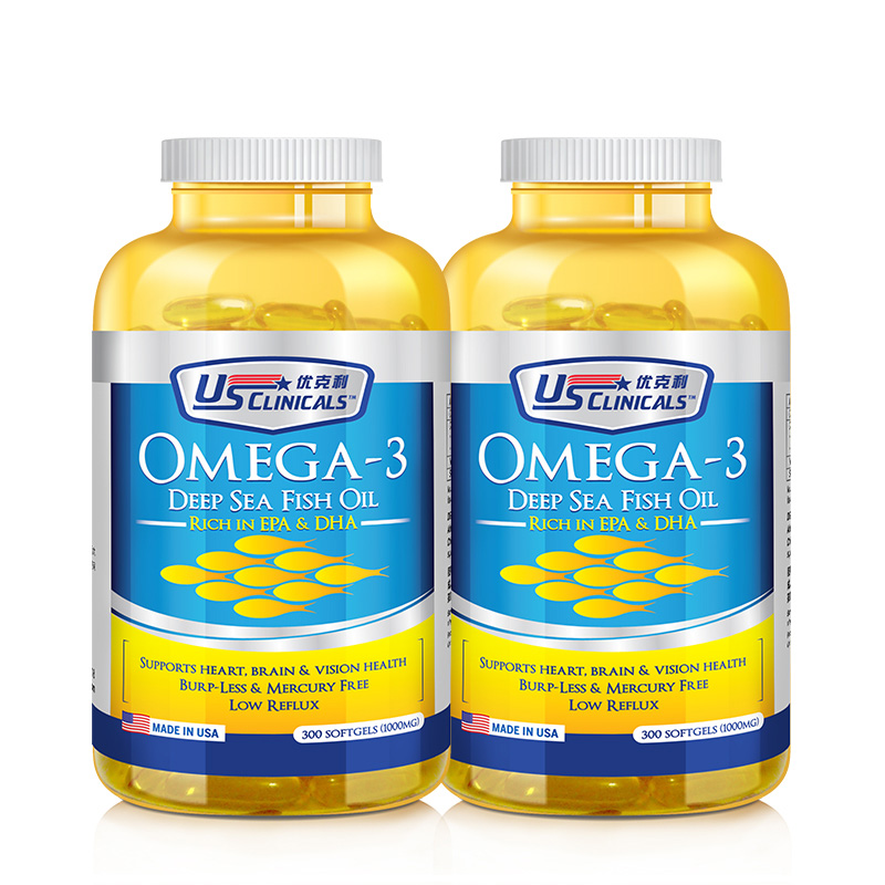 深海鱼油软胶囊欧米伽3OMEGA-3深海金枪鱼 300粒*2瓶