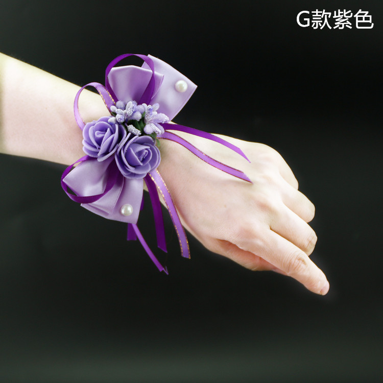 VIVI Wedding celebration supplies Bridal wrist flower Korean wedding simulation fabric corsage Bridesmaid sister hand flower G section