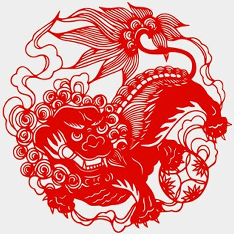 Large number of hollowed-out Kirin lettings Adhesive Door God Cut Paper Window Flowers Waterproof Sunscreen Stickers Painted Lions Wedding Celebration