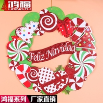 Christmas ornament wreath three-dimensional color printing Mall hotel window glass pendant festival decoration Garland pendant