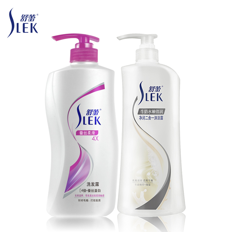 舒蕾 蚕丝柔滑洗发水1000ML+牛奶水嫩1000ML沐浴乳露滋润套装