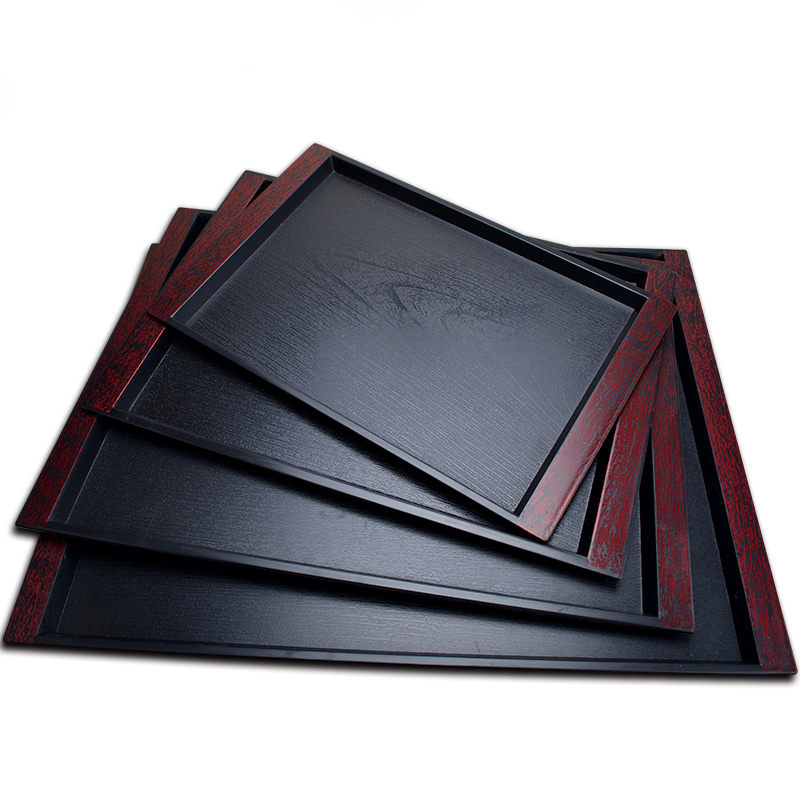 Depan Tea Tray Plastic Rectangular Day Style Imitation Wood Grain Room Tray Non-slip Fruit Dish Dinner Plate Coffee Tray