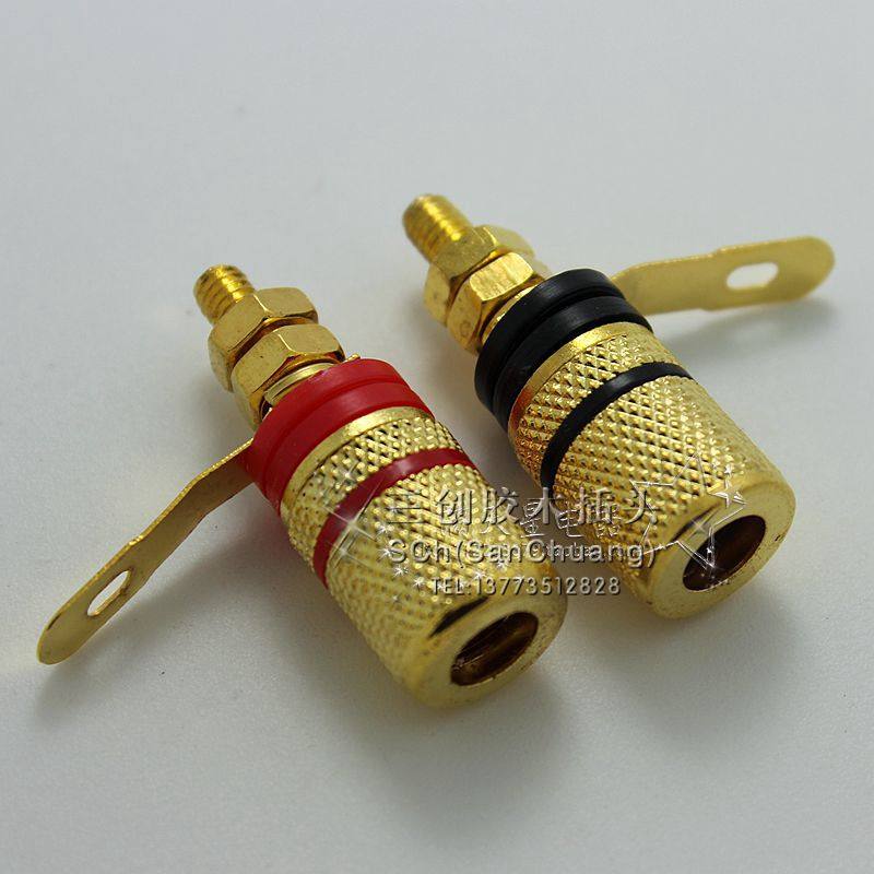 Gold-plated advanced audio connector Banana terminal block Audio seat red and black color separation audio speaker terminal block