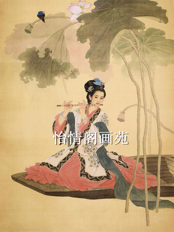 Work stroke white sketching manuscript Four-ruler female painting White sketching landscape painting Flowers Bird Painting in Physical Paintreading 124