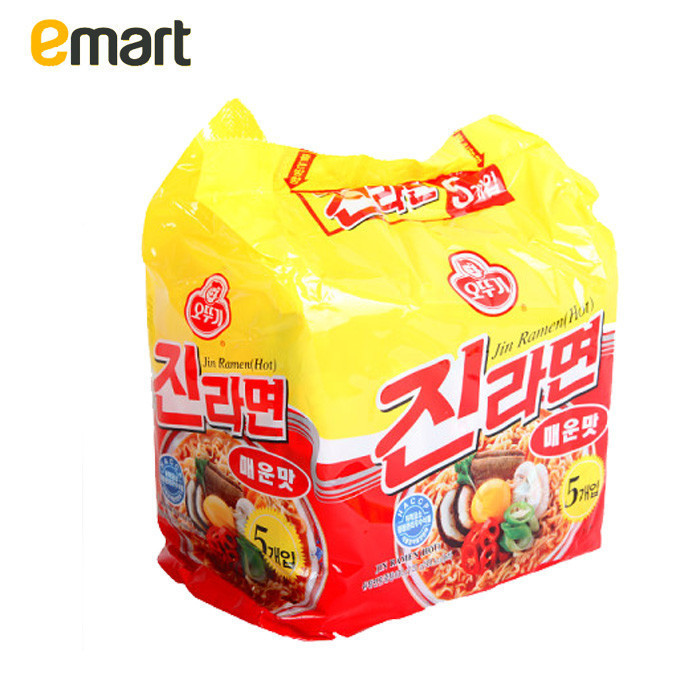 EMART易买得 韩国进口奥士基真拉面120g*5袋 辣味泡面方便速食