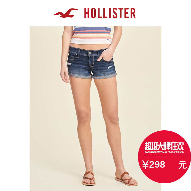 Hollister 2016春装新款水洗牛仔短裤 女 115311