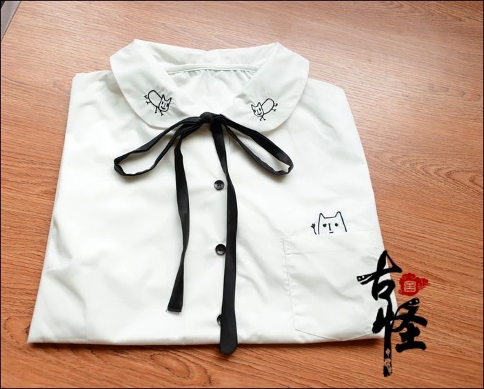 [古怪舍]日本JK制服衬衫领绳女蝴蝶结领结优质断面黑色手打飘带