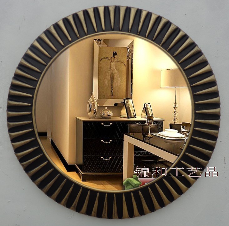 American French European round home wall hanging porch mirror decorative mirror makeup mirror bathroom mirror jewelry makeup mirror
