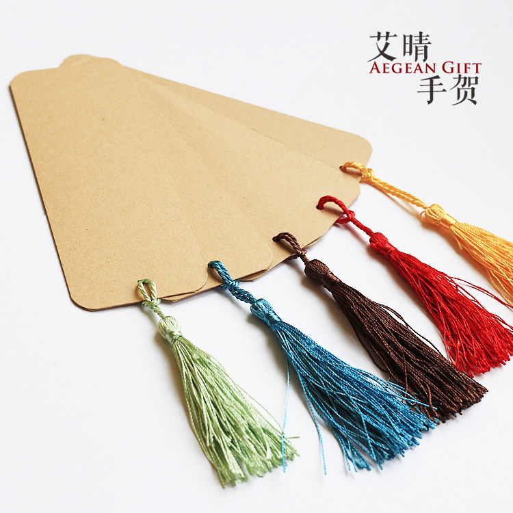 Blank 5-piece set bookmark custom Chinese style classical kraft paper tassel diy graduation design for mounting special thick