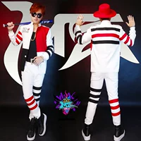Ngôi sao với bộ đồ hộp đêm hip hop nam ca sĩ biểu diễn quần áo dj nam sân khấu phù hợp với phù hợp với thủy triều đồ vest