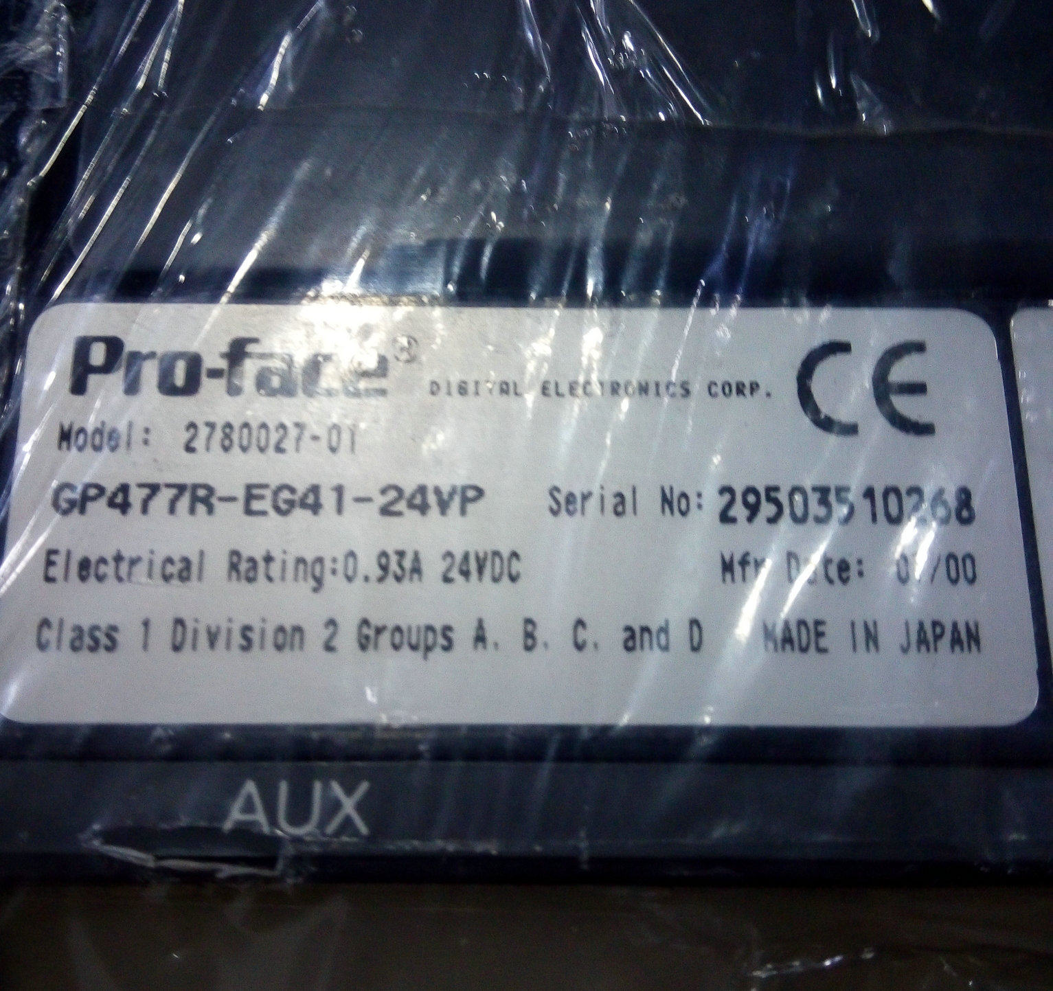 The Ploffiths almost brand new GP477R-EG41-24VP for sale for another repair