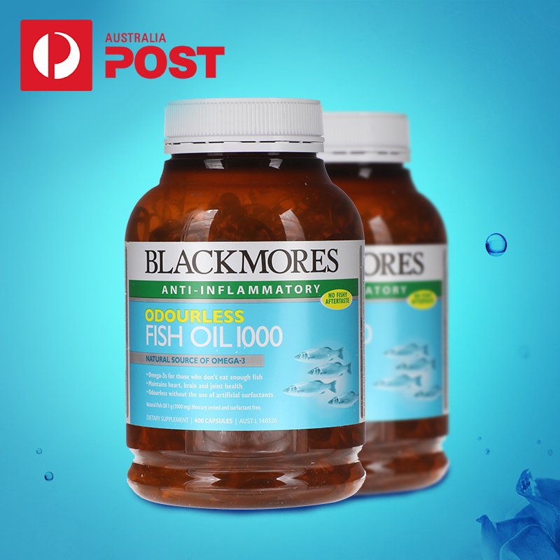 Blackmores澳洲深海鱼油胶囊400粒*2瓶 无腥味补脑提高记忆力