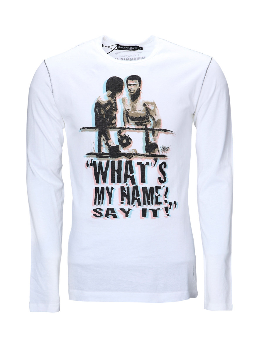 Dolce&Gabbana 白色人像字母印花长袖上衣