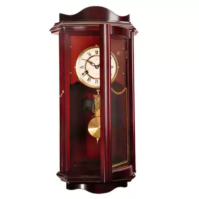 Solid Wood retro mute new Chinese art living room entrance simple European mechanical transport creative fashion wall clock