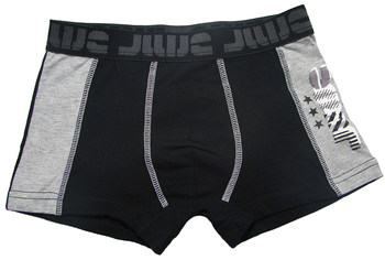 Hey! Boys' Slim-Fit Black and Gray Cotton Spandex Boxer Shorts for Ages 8-10