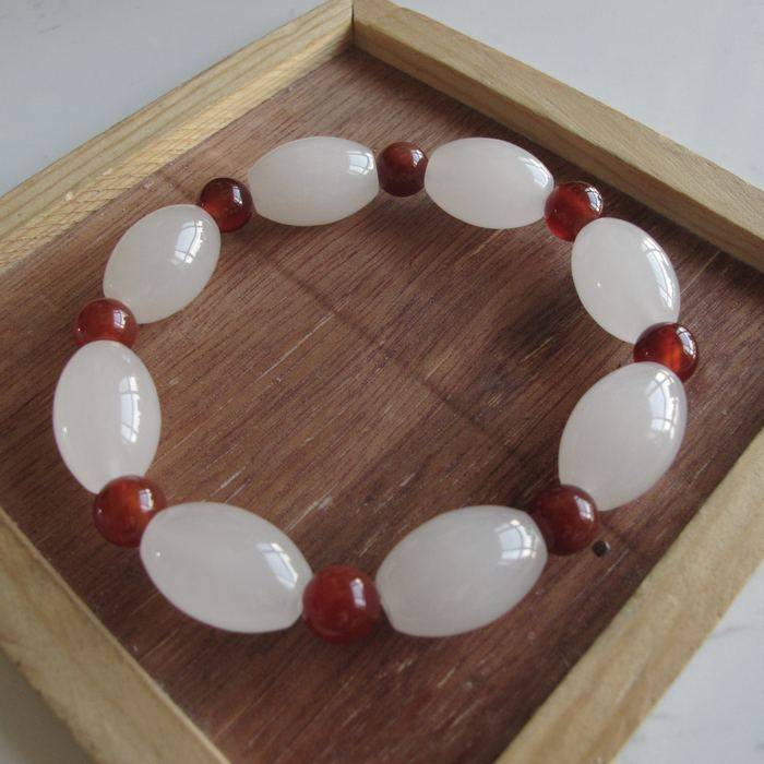 Hetian Jade hand chain Xinjiang Kunlun White Jade Road Pass transit bead hand chain