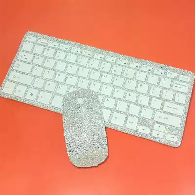 Ultra-flash glass drill wireless diamond-set keyboard rhinestone mouse Ultra-thin good quality small wireless keyboard and mouse set