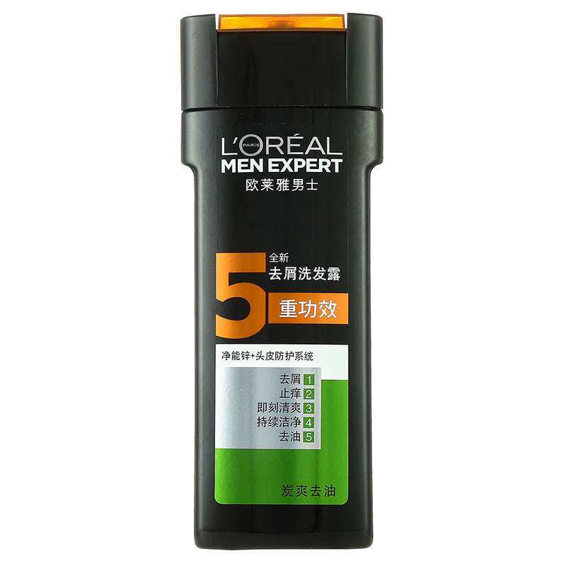 【天猫超市】欧莱雅男士洗发水炭爽去油去屑型洗发露400ml5重功效