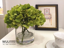 High simulation hydrangea fake water glass bottle flower arrangement floral set model room dining table living room bedroom fake flower decoration