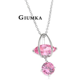 台湾官网直邮进口【GIUMKA】白K饰－美丽风帆项炼精镀正白K 粉锆