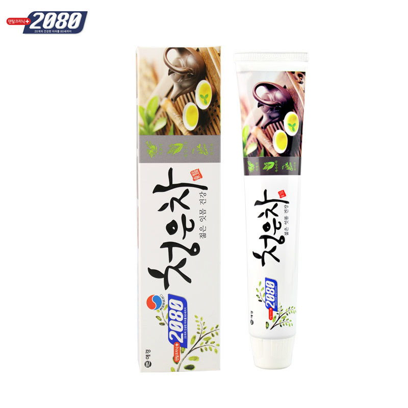 韩国进口 爱敬2080靑龈茶牙膏90g 清热去火防蛀抗过敏牙齿护理