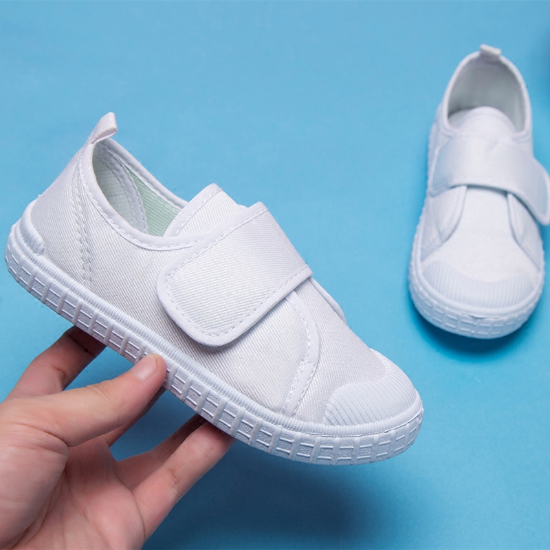 Small white shoes white sneakers male and female children white cloth shoes Baby Canvas Shoes Kindergarten School Students Sneakers