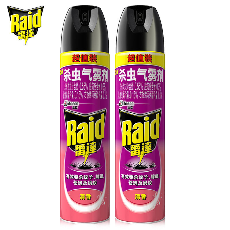 Raid/雷达杀虫气雾剂600m2瓶l害虫蚊子苍蝇蟑螂灭虫除虫杀虫清香