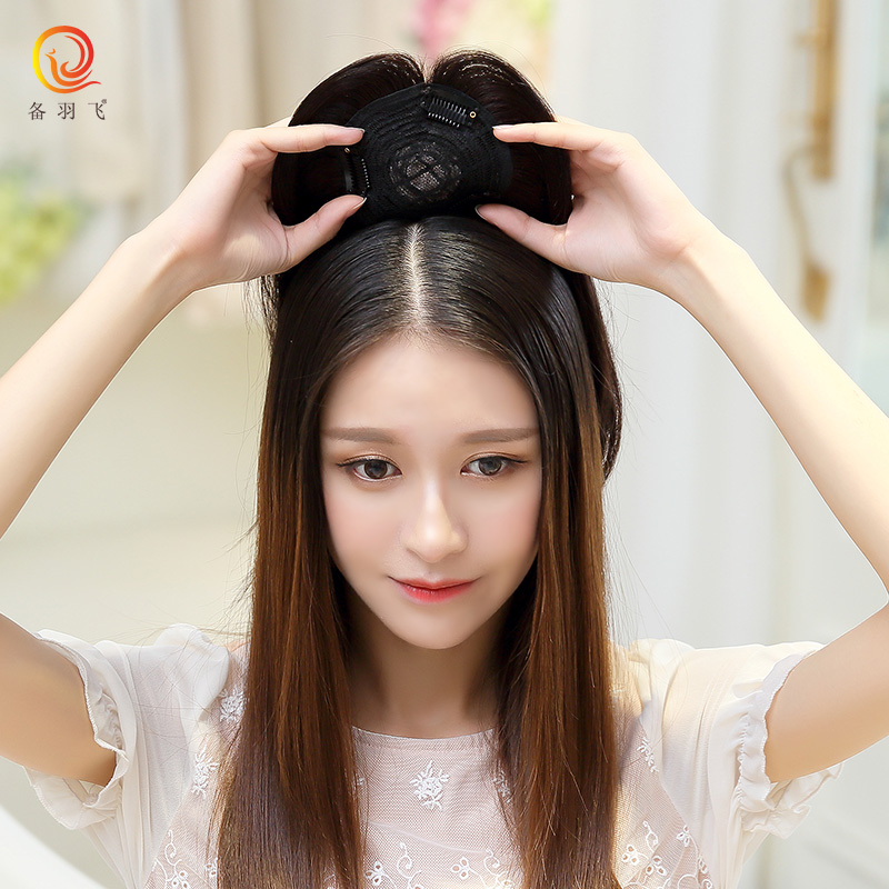 备羽飞 真发发块头顶补发片 遮白发发顶补发块 假发女 刘海片