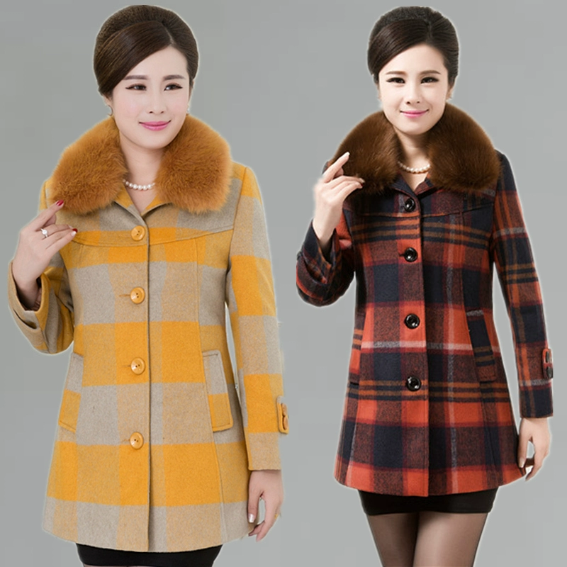 2019 áo len mẹ mới kẻ sọc áo khoác cashmere cho phụ nữ trung niên áo len dài trung niên bán - Trung bình và dài Coat