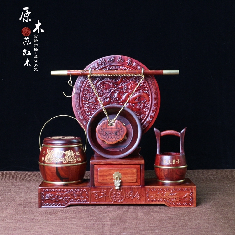 Red Wood Descendants Barrel Tradition Accompanied By Wedding Bride Wedding Wedding Happy Barrel Decorate Swing Piece Gift Wedding Items Wedding items Wedding Props-Taobao