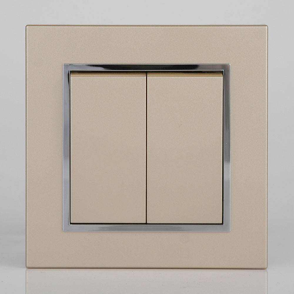 Space - based electrical Germany Deqi series high - end switch panel two double - controlled panel switch Champagne gold