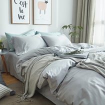 60 cotton tribute satin long-staple cotton four-piece solid color Nordic simple cotton plain quilt cover bed linen bedding