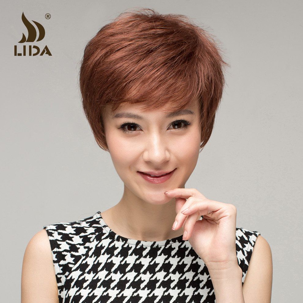 新款真发假发 短发 女 中老年妈妈假发 整顶假发套 逼真时尚发型