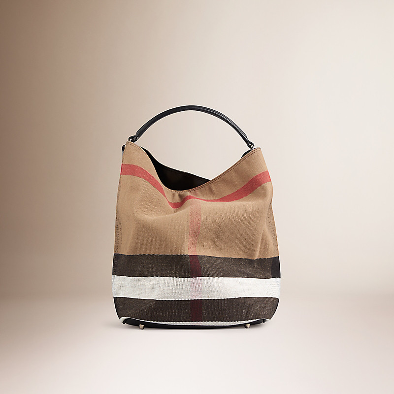 BURBERRY/博柏利The Ashby中号 Canvas皮革艾仕贝手袋39457261