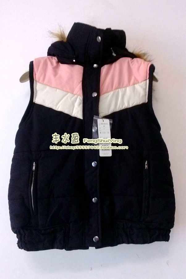 Special ~ foreign trade export Japan single color collage cotton lining can be removed hat hair tie pull zip pocket cotton vest